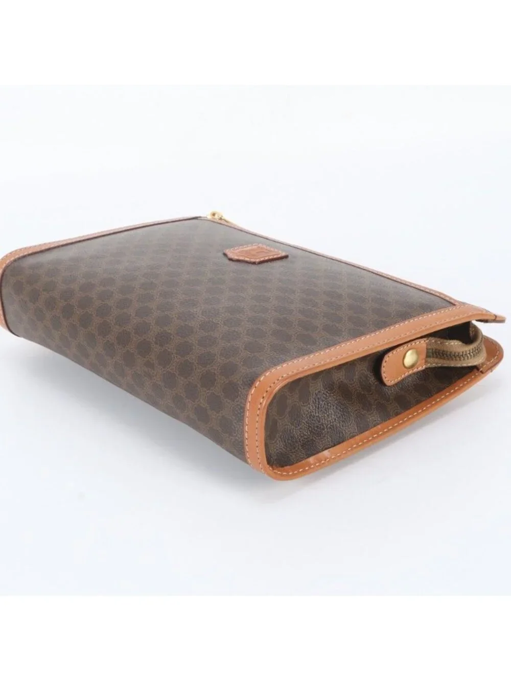Celine Macadam Leather Clutch Pouch Business Brown